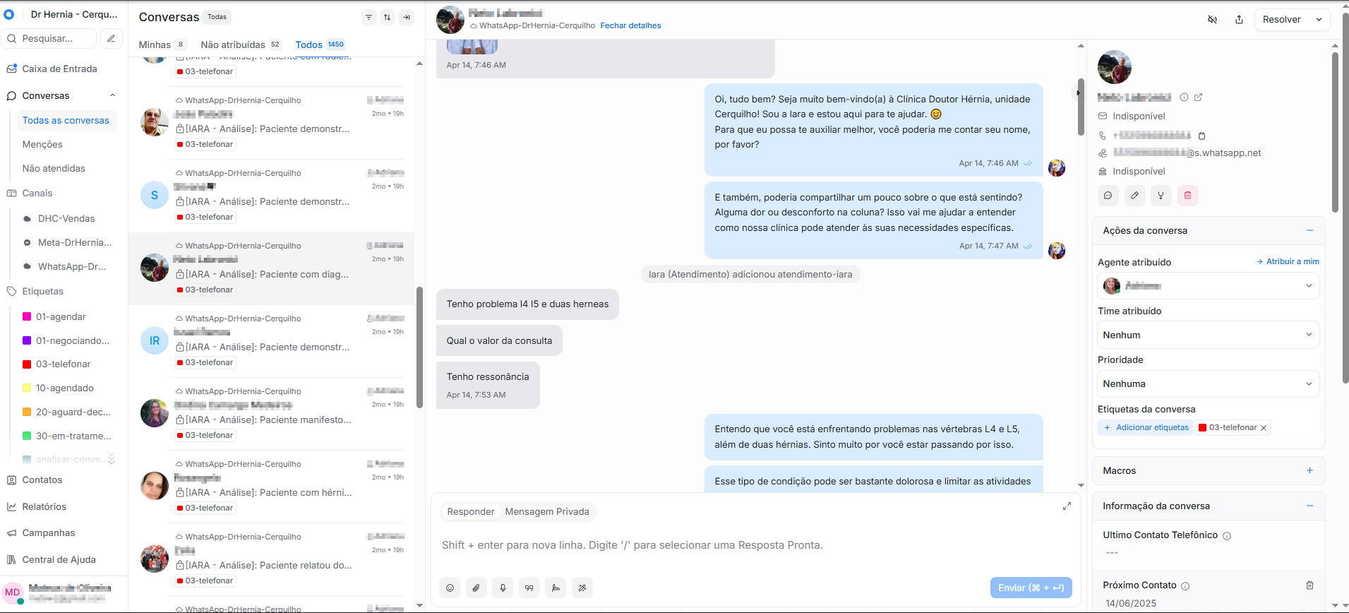 Dashboard da central de atendimento digital LUCIAI mostrando interface de chatbot com IA e atendimento omnicanal